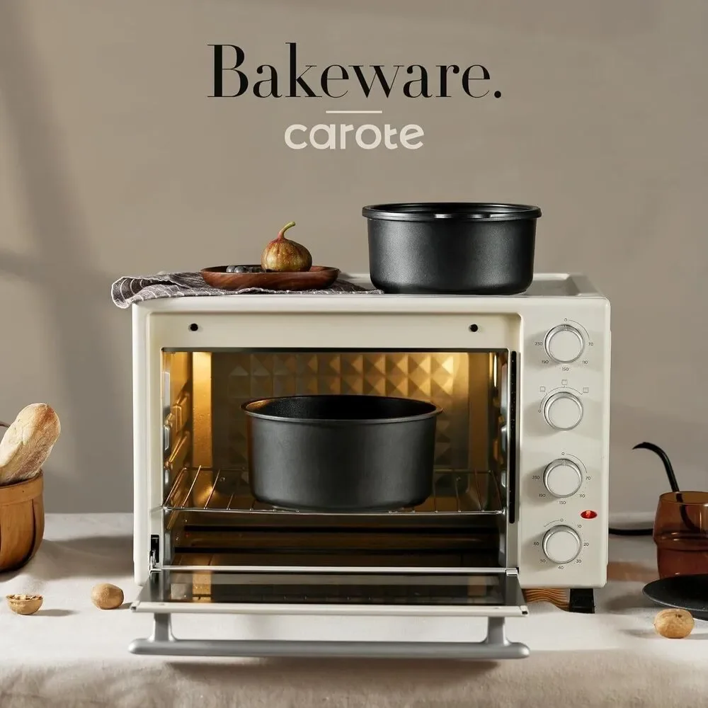 CAROTE 11pcs Nonstick Cookware Set With Detachable Handle, Oven Safe Black